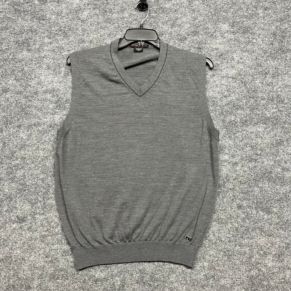 Tiger Woods Collection Sweater Vest Mens Large Gray V-Neck Knit Golf Skanska